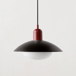 Arundel Mushroom Outdoor Pendant - Oxide Red / Black Shade