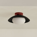 Arundel Mushroom Outdoor Surface Mount - Oxide Red Canopy / Black Shade