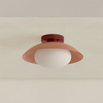 Arundel Mushroom Outdoor Surface Mount - Oxide Red Canopy / Peach Shade