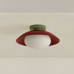 Arundel Mushroom Outdoor Surface Mount - Reed Green Canopy / Oxide Red Shade