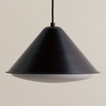 Eave Triangle Outdoor Pendant - Black / White Glass