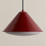 Eave Triangle Outdoor Pendant - Oxide Red / White Glass