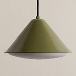 Eave Triangle Outdoor Pendant - Reed Green / White Glass