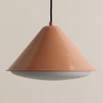 Eave Triangle Outdoor Pendant - Peach / White Glass