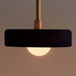 Ceramic Disc Outdoor Pendant - Brass / Black Clay