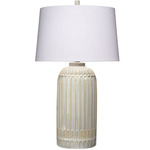 Aligned Table Lamp - Blue Ceramic / White Linen