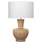 Portobello Table Lamp - Rattan / White Linen