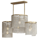 Fontaine Linear Pendant - Golden Silver / Weathered Wood