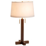 Swiss Cross Table Lamp - Weathered Brass / Dark Walnut / White Linen