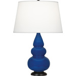 Triple Gourd Small Table Lamp - Cobalt / Pearl Dupioni