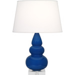 Triple Gourd Small Table Lamp - Cobalt / Pearl Dupioni