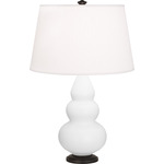 Triple Gourd Small Table Lamp - Matte Daisy / Pearl Dupioni