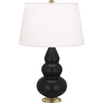 Triple Gourd Small Table Lamp - Matte Obsidian / Pearl Dupioni