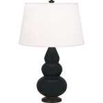 Triple Gourd Small Table Lamp - Matte Obsidian / Pearl Dupioni