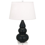 Triple Gourd Small Table Lamp - Matte Obsidian / Pearl Dupioni