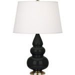 Triple Gourd Small Table Lamp - Obsidian / Pearl Dupioni