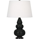 Triple Gourd Small Table Lamp - Obsidian / Pearl Dupioni