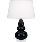 Triple Gourd Small Table Lamp - Obsidian / Pearl Dupioni