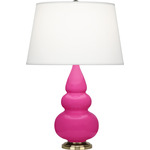 Triple Gourd Small Table Lamp - Razzle Rose / Pearl Dupioni