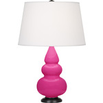 Triple Gourd Small Table Lamp - Razzle Rose / Pearl Dupioni