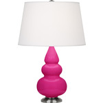 Triple Gourd Small Table Lamp - Razzle Rose / Pearl Dupioni