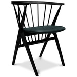 No. 8 Dining Chair - Black Oak / Dunes Black Leather