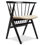 No. 8 Dining Chair - Black Oak / Dunes Light Grey Leather