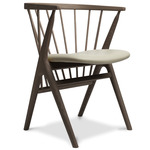 No. 8 Dining Chair - Dark Oiled Oak / Dunes Light Grey Leather