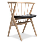 No. 8 Dining Chair - Soaped Oak / Victory Black Leather