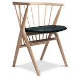 No. 8 Dining Chair - Soaped Oak / Dunes Black Leather