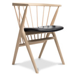 No. 8 Dining Chair - White Pigmented Lacquer Oak / Victory Black Leather