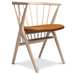 No. 8 Dining Chair - White Pigmented Lacquer Oak / Dunes Cognac Leather