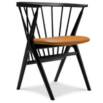 No. 8 Dining Chair - Black Beech / Victory Cognac Leather