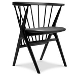 No. 8 Dining Chair - Black Beech / Dunes Black Leather