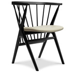 No. 8 Dining Chair - Black Beech / Dunes Light Grey Leather