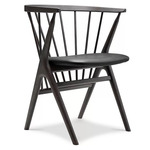 No. 8 Dining Chair - Dark Stained Beech / Victory Black Leather