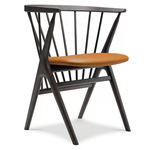 No. 8 Dining Chair - Dark Stained Beech / Victory Cognac Leather