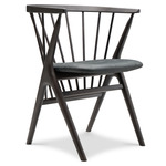 No. 8 Dining Chair - Dark Stained Beech / Dunes Black Leather