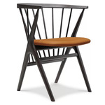 No. 8 Dining Chair - Dark Stained Beech / Dunes Cognac Leather