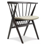 No. 8 Dining Chair - Dark Stained Beech / Dunes Light Grey Leather