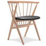 No. 8 Dining Chair - Natural Oiled Beech / Victory Black Leather