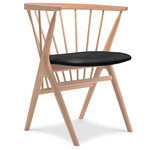 No. 8 Dining Chair - Natural Oiled Beech / Dunes Black Leather