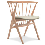 No. 8 Dining Chair - Natural Oiled Beech / Dunes Light Grey Leather