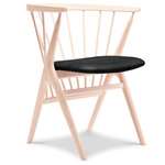 No. 8 Dining Chair - Soaped Beech / Dunes Black Leather