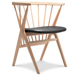 No. 8 Dining Chair - White Pigmented Lacquer Beech / Victory Black Leather