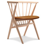 No. 8 Dining Chair - White Pigmented Lacquer Beech / Dunes Cognac Leather