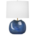 Ulla Table Lamp - Blue Anglia Crackle / White Linen