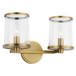 Reynolds Bathroom Vanity Light - Time Worn Brass / Clear