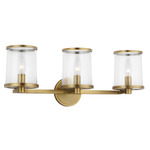 Reynolds Bathroom Vanity Light - Time Worn Brass / Clear