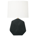 Tallulah Table Lamp - Rough Black Ceramic / White Linen